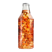 AI generated 3D Rendering of a Soft Drink in a Bottle with Ice Cubes on Transparent Background - Ai Generated png