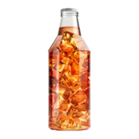 AI generated 3D Rendering of a Soft Drink in a Bottle with Ice Cubes on Transparent Background - Ai Generated png