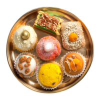 AI generated 3D Rendering of a Indian Traditional Sweets in a Plate on Transparent Background - Ai Generated png