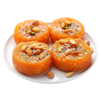 AI generated 3D Rendering of a Indian Traditional Moti choor Ladu Sweets on Transparent Background - Ai Generated png