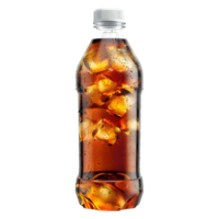 AI generated 3D Rendering of a Soft Drink in a Bottle with Ice Cubes on Transparent Background - Ai Generated png