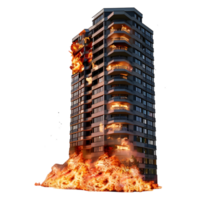 ai generado 3d representación de un fuego en un edificio en transparente antecedentes - ai generado png