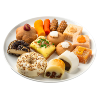 AI generated 3D Rendering of a Indian Traditional Sweets in a Plate on Transparent Background - Ai Generated png