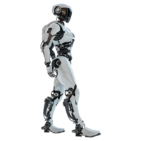 ai gerado 3d Renderização do uma caminhando humanóide robô em transparente fundo - ai gerado png