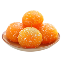 AI generated 3D Rendering of a Indian Traditional Moti choor Ladu Sweets on Transparent Background - Ai Generated png