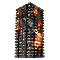 ai generado 3d representación de un fuego en un edificio en transparente antecedentes - ai generado png