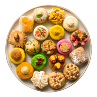 AI generated 3D Rendering of a Indian Traditional Sweets in a Plate on Transparent Background - Ai Generated png