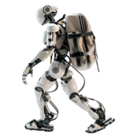 ai generiert 3d Rendern von ein Humanoid Roboter tragen Tasche auf transparent Hintergrund - - ai generiert png