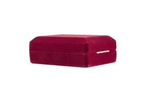rojo terciopelo regalo caja para joyería aislado en blanco antecedentes foto