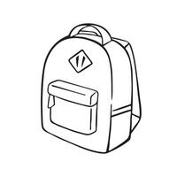 Backpack school in doodle style. Isolated element on a white background. Rucksack symbol for study and fashion. Vector illustration