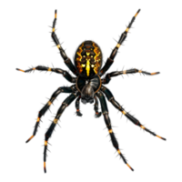 ai generado 3d representación de un negro araña en transparente antecedentes - ai generado png