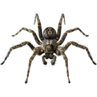 ai generado 3d representación de un negro araña en transparente antecedentes - ai generado png