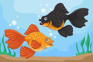 Cartoon cute goldfish on a white background vector