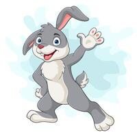 Cartoon cute rabbit posing on white background vector