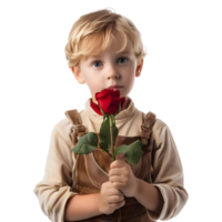 AI generated 3D Rendering of a Boy With Red Rose in hand on Transparent Background - Ai Generated png