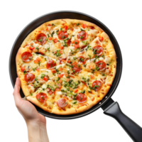 ai generado 3d representación de un Pizza en un pan en transparente antecedentes - ai generado png