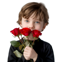 AI generated 3D Rendering of a Boy With Red Rose in hand on Transparent Background - Ai Generated png