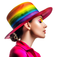 AI generated 3D Rendering of a Woman Wearing Colorful Hat on Transparent Background - Ai Generated png