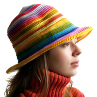 ai généré 3d le rendu de une femme portant coloré chapeau sur transparent Contexte - ai généré png