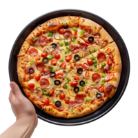 ai généré 3d le rendu de une Pizza dans une la poêle sur transparent Contexte - ai généré png