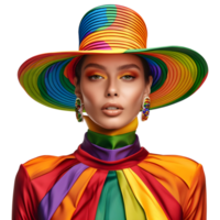 AI generated 3D Rendering of a Woman Wearing Colorful Hat on Transparent Background - Ai Generated png