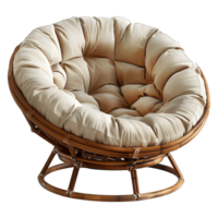 ai generiert 3d Rendern von ein Papasan Kissen Stuhl auf transparent Hintergrund - - ai generiert png