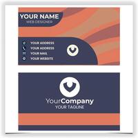 Vector template business card with abstract blue and red