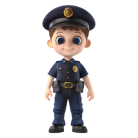 ai généré 3d le rendu de une dessin animé de police homme avec uniforme sur transparent Contexte - ai généré png