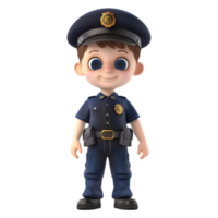 ai generato 3d interpretazione di un' cartone animato di polizia uomo con uniforme su trasparente sfondo - ai generato png