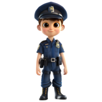 ai gerado 3d Renderização do uma desenho animado do polícia homem com uniforme em transparente fundo - ai gerado png
