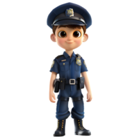 ai generado 3d representación de un dibujos animados de policía hombre con uniforme en transparente antecedentes - ai generado png