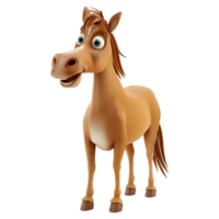 ai gegenereerd 3d renderen van een schattig paard staand Aan transparant achtergrond - ai gegenereerd png