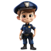 ai generado 3d representación de un dibujos animados de policía hombre con uniforme en transparente antecedentes - ai generado png
