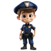 ai généré 3d le rendu de une dessin animé de police homme avec uniforme sur transparent Contexte - ai généré png