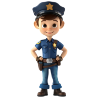 ai gerado 3d Renderização do uma desenho animado do polícia homem com uniforme em transparente fundo - ai gerado png