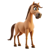 ai gegenereerd 3d renderen van een schattig paard staand Aan transparant achtergrond - ai gegenereerd png