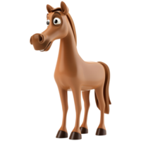 ai gegenereerd 3d renderen van een schattig paard staand Aan transparant achtergrond - ai gegenereerd png