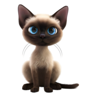 ai généré 3d le rendu de une mignonne chat permanent sur transparent Contexte - ai généré png