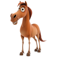 ai gerado 3d Renderização do uma fofa cavalo em pé em transparente fundo - ai gerado png