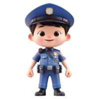 ai generado 3d representación de un dibujos animados de policía hombre con uniforme en transparente antecedentes - ai generado png