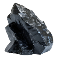 ai generado 3d representación de un negro brillante Roca en transparente antecedentes - ai generado png