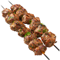 ai gegenereerd 3d renderen van een gegrild rundvlees kebab Aan transparant achtergrond - ai gegenereerd png