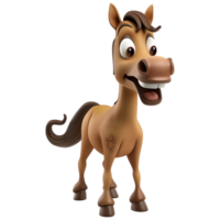 ai gerado 3d Renderização do uma fofa cavalo em pé em transparente fundo - ai gerado png