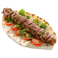 ai generato 3d interpretazione di un' grigliato Manzo kebab su trasparente sfondo - ai generato png