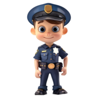 ai généré 3d le rendu de une dessin animé de police homme avec uniforme sur transparent Contexte - ai généré png