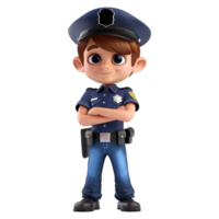 ai generado 3d representación de un dibujos animados de policía hombre con uniforme en transparente antecedentes - ai generado png