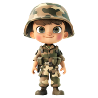 ai generado 3d representación de un dibujos animados de Ejército hombre con uniforme en transparente antecedentes - ai generado png