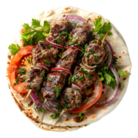 ai genererad 3d tolkning av en grillad nötkött kebab på transparent bakgrund - ai genererad png