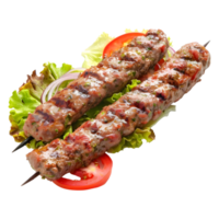 ai generado 3d representación de un A la parrilla carne de vaca brocheta en transparente antecedentes - ai generado png