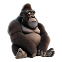 AI generated 3D Rendering of a Gorilla on Transparent Background - Ai Generated png